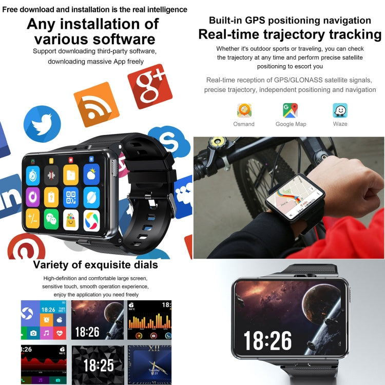 UNIWA DM200, 2.88 inch Android 9.0 Smart Watch Phone, MT6761 Quad Core, Network: 4G, 4GB+64GB