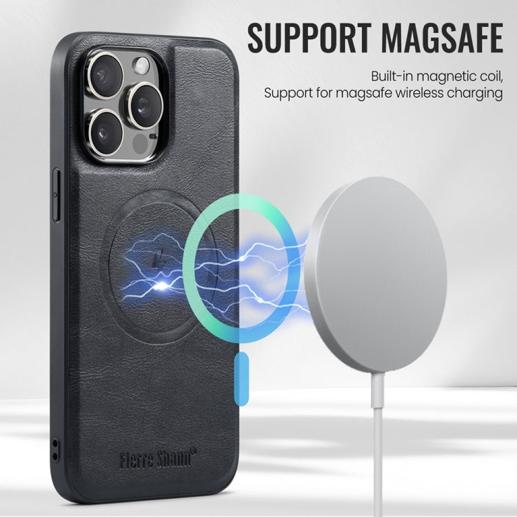 Fierre Shann Cowhide Vertical Flip Magnetic Card Holder Phone Case, For iPhone 12 Pro Max, For iPhone 12 Pro