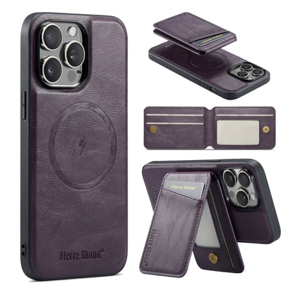 Fierre Shann Cowhide Vertical Flip Magnetic Card Holder Phone Case, For iPhone 12 Pro Max, For iPhone 12 Pro