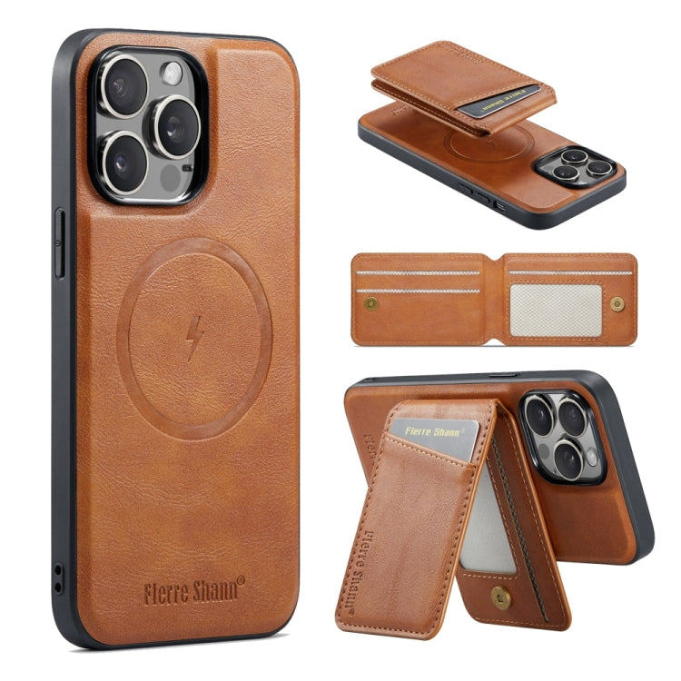 Fierre Shann Cowhide Vertical Flip Magnetic Card Holder Phone Case, For iPhone 12 Pro Max, For iPhone 12 Pro
