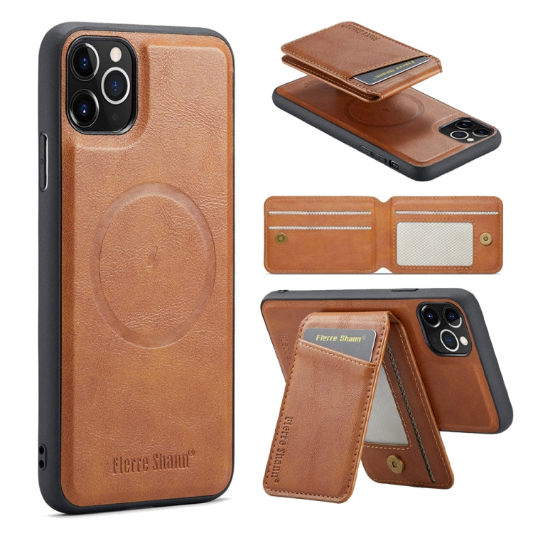 Fierre Shann Cowhide Vertical Flip Magnetic Card Holder Phone Case