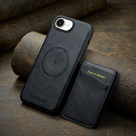 Fierre Shann Cowhide Vertical Flip Magnetic Card Holder Phone Case, For iPhone 17e / 16e, For iPhone 17 Pro Max, For iPhone 17 Pro, For iPhone 17, For iPhone Air, For iPhone 16 Pro Max, For iPhone 16 Pro, For iPhone 16 Plus, For iPhone 16              ...