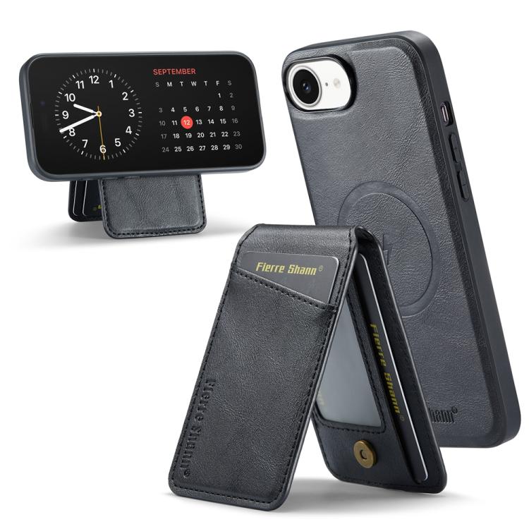 Fierre Shann Cowhide Vertical Flip Magnetic Card Holder Phone Case, For iPhone 17e / 16e, For iPhone 17 Pro Max, For iPhone 17 Pro, For iPhone 17, For iPhone Air, For iPhone 16 Pro Max, For iPhone 16 Pro, For iPhone 16 Plus, For iPhone 16              ...