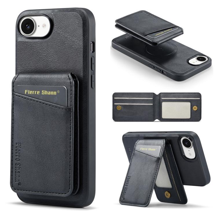Fierre Shann Cowhide Vertical Flip Magnetic Card Holder Phone Case, For iPhone 17e / 16e, For iPhone 17 Pro Max, For iPhone 17 Pro, For iPhone 17, For iPhone Air, For iPhone 16 Pro Max, For iPhone 16 Pro, For iPhone 16 Plus, For iPhone 16              ...