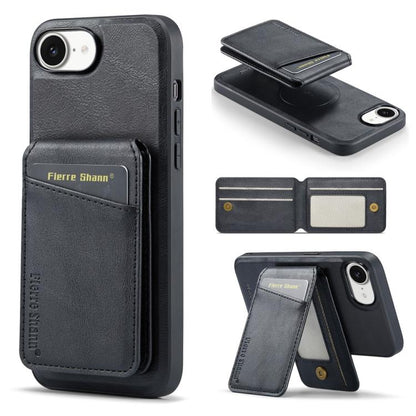 Fierre Shann Cowhide Vertical Flip Magnetic Card Holder Phone Case, For iPhone 17e / 16e, For iPhone 17 Pro Max, For iPhone 17 Pro, For iPhone 17, For iPhone Air, For iPhone 16 Pro Max, For iPhone 16 Pro, For iPhone 16 Plus, For iPhone 16              ...