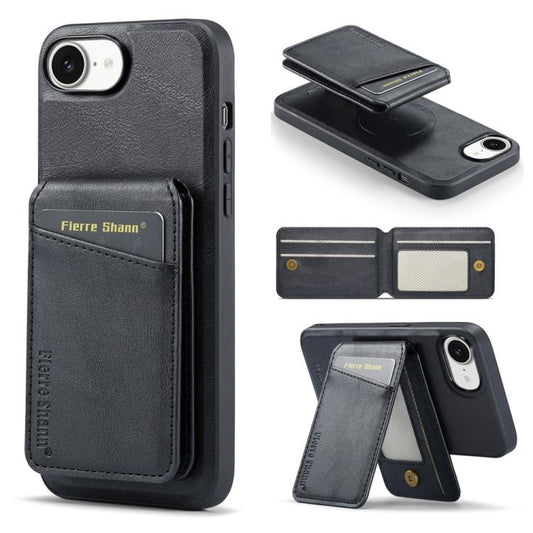 Fierre Shann Cowhide Vertical Flip Magnetic Card Holder Phone Case, For iPhone 17e / 16e, For iPhone 17 Pro Max, For iPhone 17 Pro, For iPhone 17, For iPhone Air, For iPhone 16 Pro Max, For iPhone 16 Pro, For iPhone 16 Plus, For iPhone 16              ...