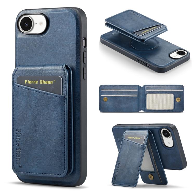 Fierre Shann Cowhide Vertical Flip Magnetic Card Holder Phone Case, For iPhone 17e / 16e, For iPhone 17 Pro Max, For iPhone 17 Pro, For iPhone 17, For iPhone Air, For iPhone 16 Pro Max, For iPhone 16 Pro, For iPhone 16 Plus, For iPhone 16              ...