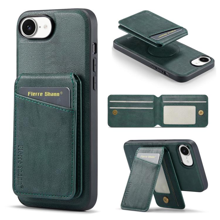 Fierre Shann Cowhide Vertical Flip Magnetic Card Holder Phone Case, For iPhone 17e / 16e, For iPhone 17 Pro Max, For iPhone 17 Pro, For iPhone 17, For iPhone Air, For iPhone 16 Pro Max, For iPhone 16 Pro, For iPhone 16 Plus, For iPhone 16              ...