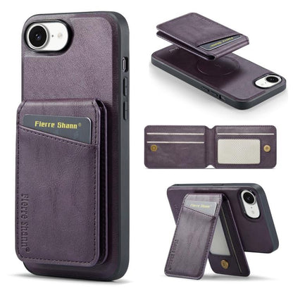 Fierre Shann Cowhide Vertical Flip Magnetic Card Holder Phone Case, For iPhone 17e / 16e, For iPhone 17 Pro Max, For iPhone 17 Pro, For iPhone 17, For iPhone Air, For iPhone 16 Pro Max, For iPhone 16 Pro, For iPhone 16 Plus, For iPhone 16              ...