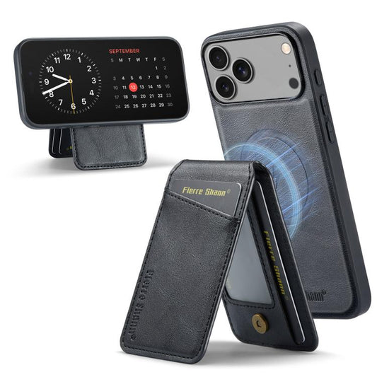 Fierre Shann Cowhide Vertical Flip Magnetic Card Holder Phone Case, For iPhone 18 Pro / 17 Pro, For iPhone 18 Pro Max / 17 Pro Max, For iPhone 17e / 16e, For iPhone 17, For iPhone Air, For iPhone 16 Pro Max, For iPhone 16 Pro, For iPhone 16 Plus