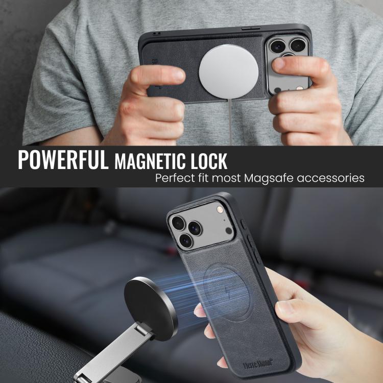 Fierre Shann Cowhide Vertical Flip Magnetic Card Holder Phone Case, For iPhone 18 Pro / 17 Pro, For iPhone 18 Pro Max / 17 Pro Max, For iPhone 17e / 16e, For iPhone 17, For iPhone Air, For iPhone 16 Pro Max, For iPhone 16 Pro, For iPhone 16 Plus       ...