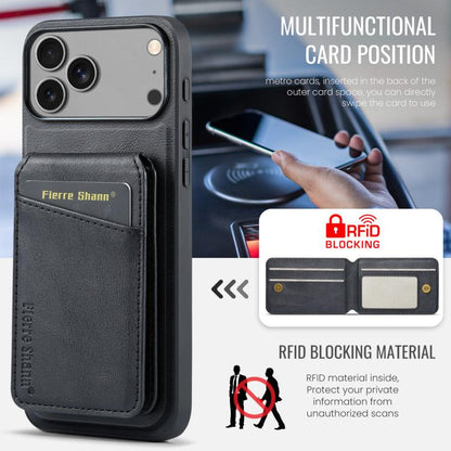 Fierre Shann Cowhide Vertical Flip Magnetic Card Holder Phone Case, For iPhone 18 Pro / 17 Pro, For iPhone 18 Pro Max / 17 Pro Max, For iPhone 17e / 16e, For iPhone 17, For iPhone Air, For iPhone 16 Pro Max, For iPhone 16 Pro, For iPhone 16 Plus       ...