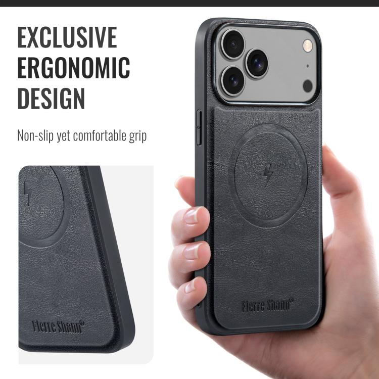 Fierre Shann Cowhide Vertical Flip Magnetic Card Holder Phone Case, For iPhone 18 Pro / 17 Pro, For iPhone 18 Pro Max / 17 Pro Max, For iPhone 17e / 16e, For iPhone 17, For iPhone Air, For iPhone 16 Pro Max, For iPhone 16 Pro, For iPhone 16 Plus       ...