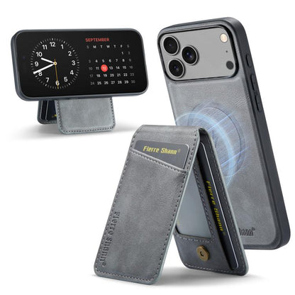 Fierre Shann Cowhide Vertical Flip Magnetic Card Holder Phone Case, For iPhone 17e / 16e, For iPhone 17 Pro Max, For iPhone 17 Pro, For iPhone 17, For iPhone Air, For iPhone 16 Pro Max, For iPhone 16 Pro, For iPhone 16 Plus, For iPhone 16              ...