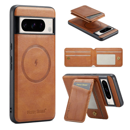 Fierre Shann Cowhide Vertical Flip Magnetic Card Holder Phone Case, For Google Pixel 10a, For Google Pixel 9 Pro, For Google Pixel 9, For Google Pixel 8a, For Google Pixel 8 Pro, For Google Pixel 8, For Google Pixel 7a, For Google Pixel 7 Pro          ...