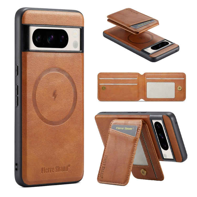 Fierre Shann Cowhide Vertical Flip Magnetic Card Holder Phone Case, For Google Pixel 10a, For Google Pixel 9 Pro, For Google Pixel 9, For Google Pixel 8a, For Google Pixel 8 Pro, For Google Pixel 8, For Google Pixel 7a, For Google Pixel 7 Pro          ...