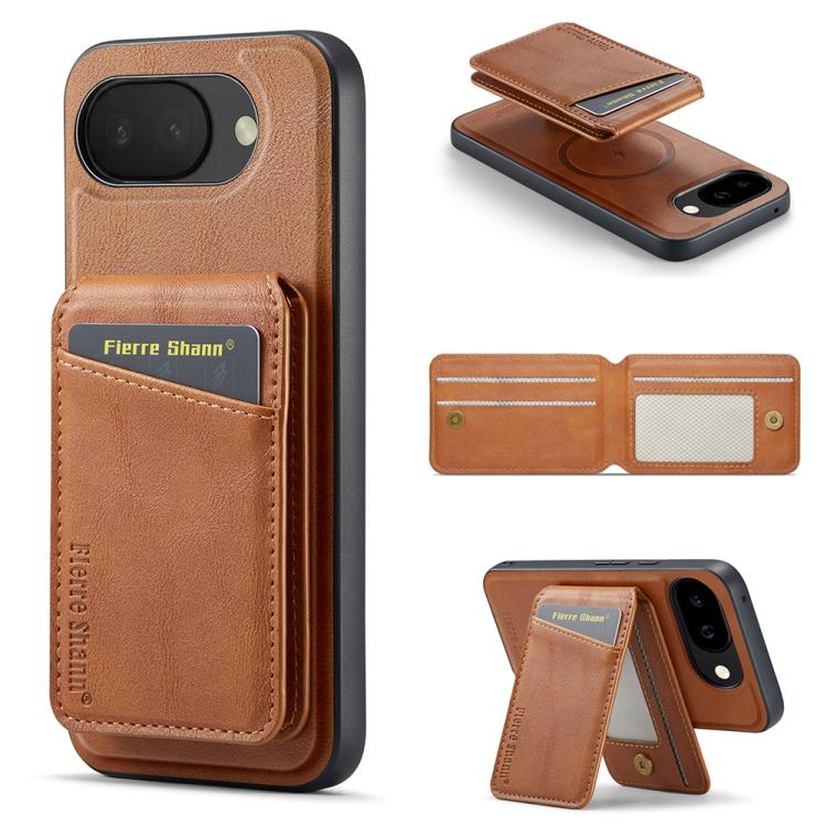 Fierre Shann Cowhide Vertical Flip Magnetic Card Holder Phone Case, For Google Pixel 10a, For Google Pixel 9 Pro, For Google Pixel 9, For Google Pixel 8a, For Google Pixel 8 Pro, For Google Pixel 8, For Google Pixel 7a, For Google Pixel 7 Pro          ...