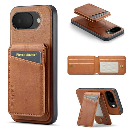 Fierre Shann Cowhide Vertical Flip Magnetic Card Holder Phone Case, For Google Pixel 10a, For Google Pixel 9 Pro, For Google Pixel 9, For Google Pixel 8a, For Google Pixel 8 Pro, For Google Pixel 8, For Google Pixel 7a, For Google Pixel 7 Pro          ...