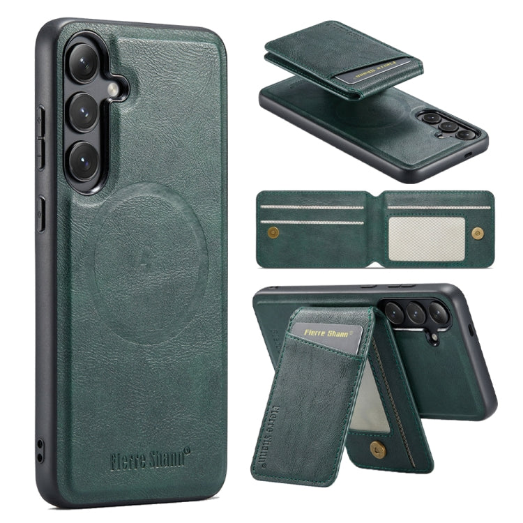 Fierre Shann Cowhide Vertical Flip Magnetic Card Holder Phone Case, For Samsung Galaxy S26+ 5G, For Samsung Galaxy S26 Ultra 5G, For Samsung Galaxy S26 5G, For Samsung Galaxy S25 5G, For Samsung Galaxy S25+ 5G, For Samsung Galaxy S25 Ultra 5G          ...