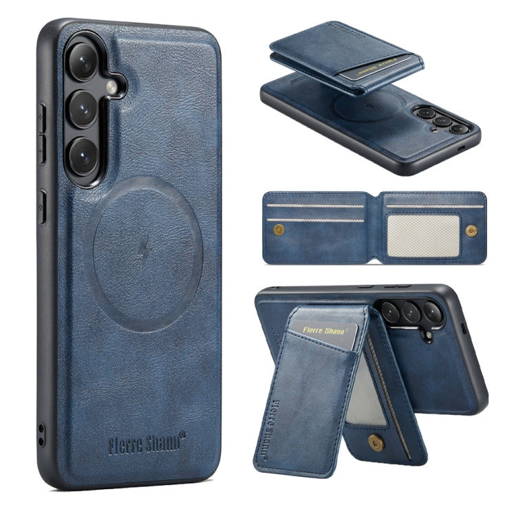 Fierre Shann Cowhide Vertical Flip Magnetic Card Holder Phone Case, For Samsung Galaxy S26+ 5G, For Samsung Galaxy S26 Ultra 5G, For Samsung Galaxy S26 5G, For Samsung Galaxy S25 5G, For Samsung Galaxy S25+ 5G, For Samsung Galaxy S25 Ultra 5G          ...