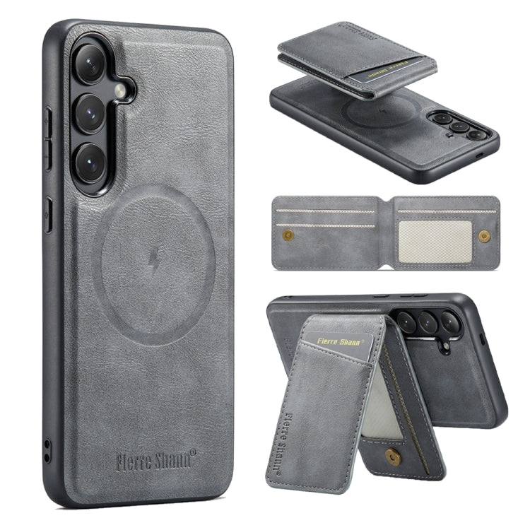 Fierre Shann Cowhide Vertical Flip Magnetic Card Holder Phone Case, For Samsung Galaxy S26+ 5G, For Samsung Galaxy S26 Ultra 5G, For Samsung Galaxy S26 5G, For Samsung Galaxy S25 5G, For Samsung Galaxy S25+ 5G, For Samsung Galaxy S25 Ultra 5G          ...