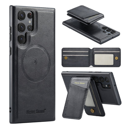 Fierre Shann Cowhide Vertical Flip Magnetic Card Holder Phone Case, For Samsung Galaxy S26+ 5G, For Samsung Galaxy S26 Ultra 5G, For Samsung Galaxy S26 5G, For Samsung Galaxy S25 5G, For Samsung Galaxy S25+ 5G, For Samsung Galaxy S25 Ultra 5G          ...
