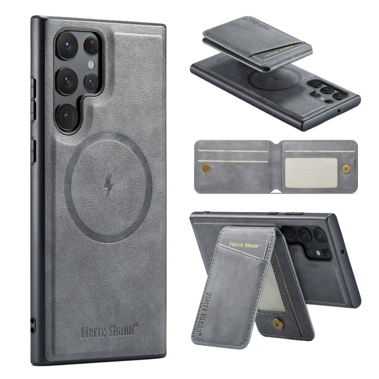 Fierre Shann Cowhide Vertical Flip Magnetic Card Holder Phone Case, For Samsung Galaxy S26+ 5G, For Samsung Galaxy S26 Ultra 5G, For Samsung Galaxy S26 5G, For Samsung Galaxy S25 5G, For Samsung Galaxy S25+ 5G, For Samsung Galaxy S25 Ultra 5G          ...