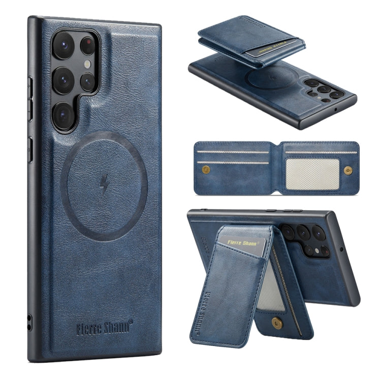 Fierre Shann Cowhide Vertical Flip Magnetic Card Holder Phone Case, For Samsung Galaxy S26+ 5G, For Samsung Galaxy S26 Ultra 5G, For Samsung Galaxy S26 5G, For Samsung Galaxy S25 5G, For Samsung Galaxy S25+ 5G, For Samsung Galaxy S25 Ultra 5G          ...