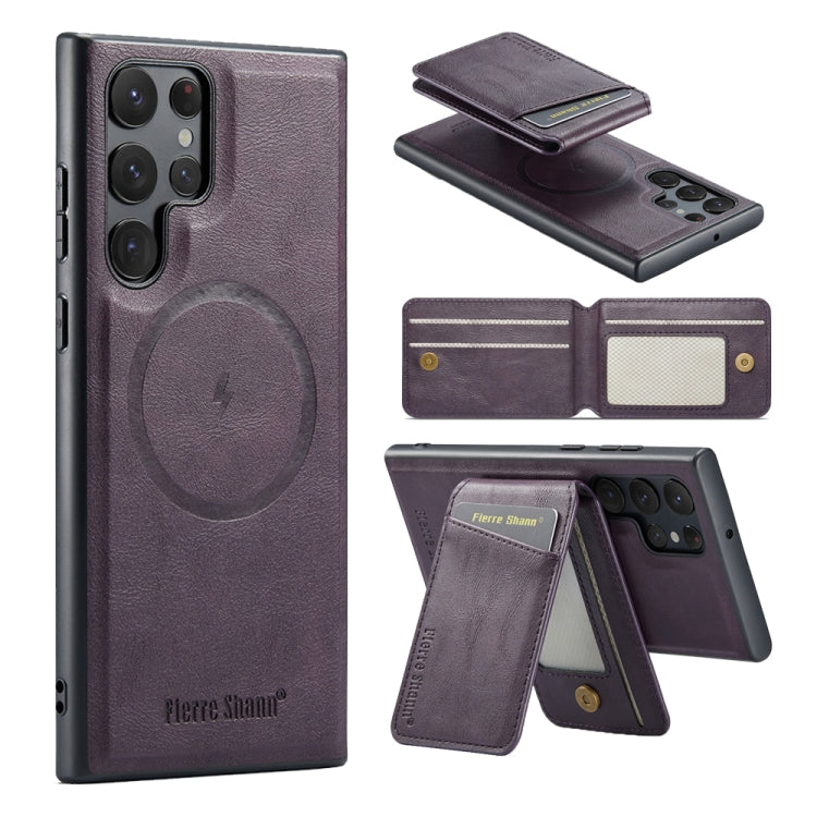 Fierre Shann Cowhide Vertical Flip Magnetic Card Holder Phone Case, For Samsung Galaxy S26+ 5G, For Samsung Galaxy S26 Ultra 5G, For Samsung Galaxy S26 5G, For Samsung Galaxy S25 5G, For Samsung Galaxy S25+ 5G, For Samsung Galaxy S25 Ultra 5G          ...