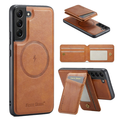 Fierre Shann Cowhide Vertical Flip Magnetic Card Holder Phone Case, For Samsung Galaxy S26+ 5G, For Samsung Galaxy S26 Ultra 5G, For Samsung Galaxy S26 5G, For Samsung Galaxy S25 5G, For Samsung Galaxy S25+ 5G, For Samsung Galaxy S25 Ultra 5G          ...