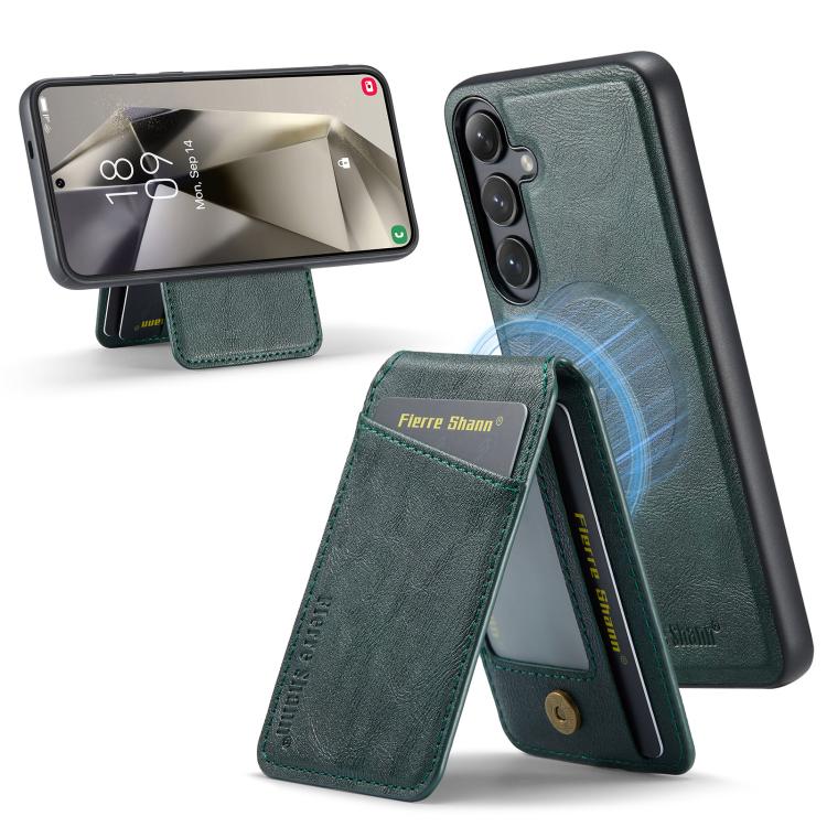 Fierre Shann Cowhide Vertical Flip Magnetic Card Holder Phone Case, For Samsung Galaxy S26+ 5G, For Samsung Galaxy S26 Ultra 5G, For Samsung Galaxy S26 5G, For Samsung Galaxy S25 5G, For Samsung Galaxy S25+ 5G, For Samsung Galaxy S25 Ultra 5G          ...