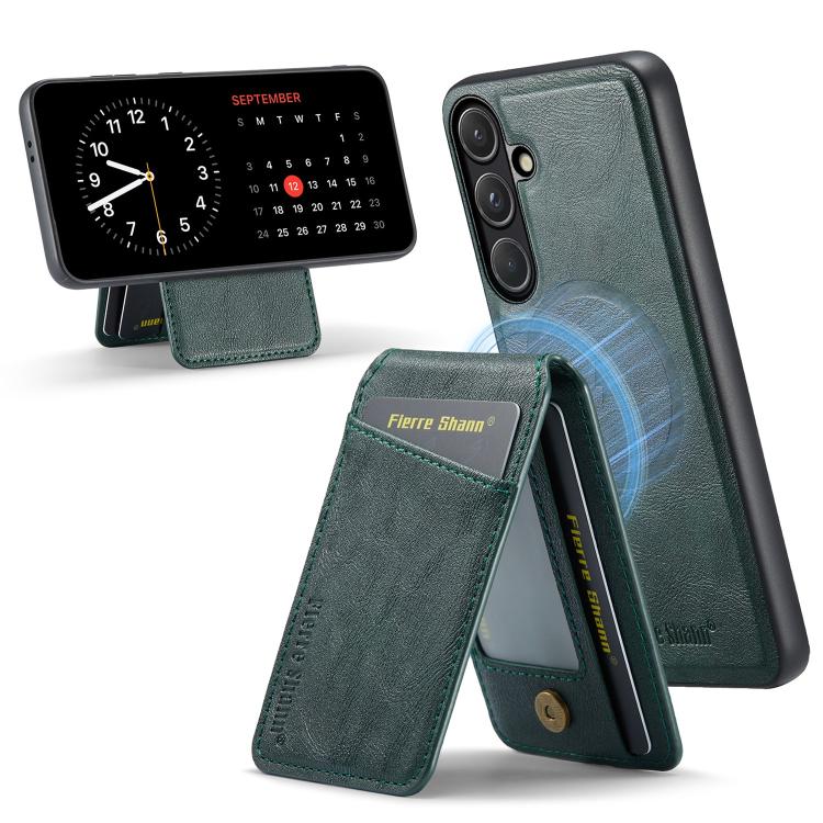 Fierre Shann Cowhide Vertical Flip Magnetic Card Holder Phone Case, For Samsung Galaxy S26+ 5G, For Samsung Galaxy S26 Ultra 5G, For Samsung Galaxy S26 5G, For Samsung Galaxy S25 5G, For Samsung Galaxy S25+ 5G, For Samsung Galaxy S25 Ultra 5G          ...