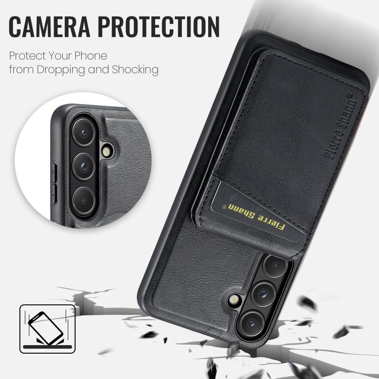 Fierre Shann Cowhide Vertical Flip Magnetic Card Holder Phone Case, For Samsung Galaxy S26+ 5G, For Samsung Galaxy S26 Ultra 5G, For Samsung Galaxy S26 5G, For Samsung Galaxy S25 5G, For Samsung Galaxy S25+ 5G, For Samsung Galaxy S25 Ultra 5G          ...