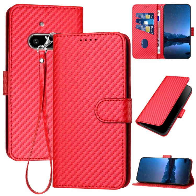 YX0070 Carbon Fiber Buckle Leather Phone Case with Lanyard, For Nothing Phone 4a Pro, For Nothing Phone 4a, For Nothing Phone 3a, For Nothing Phone 3a Pro, For Nothing Phone 2a, For Nothing Phone 2, For Nothing Phone 1