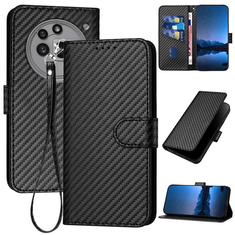 YX0070 Carbon Fiber Buckle Leather Phone Case with Lanyard, For Nothing Phone 4a Pro, For Nothing Phone 4a, For Nothing Phone 3a, For Nothing Phone 3a Pro, For Nothing Phone 2a, For Nothing Phone 2, For Nothing Phone 1