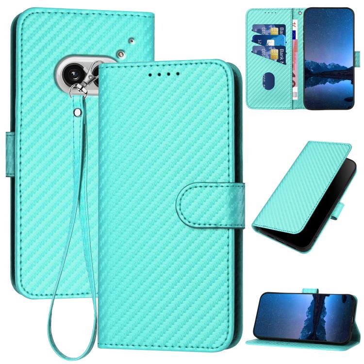 YX0070 Carbon Fiber Buckle Leather Phone Case with Lanyard, For Nothing Phone 4a Pro, For Nothing Phone 4a, For Nothing Phone 3a, For Nothing Phone 3a Pro, For Nothing Phone 2a, For Nothing Phone 2, For Nothing Phone 1