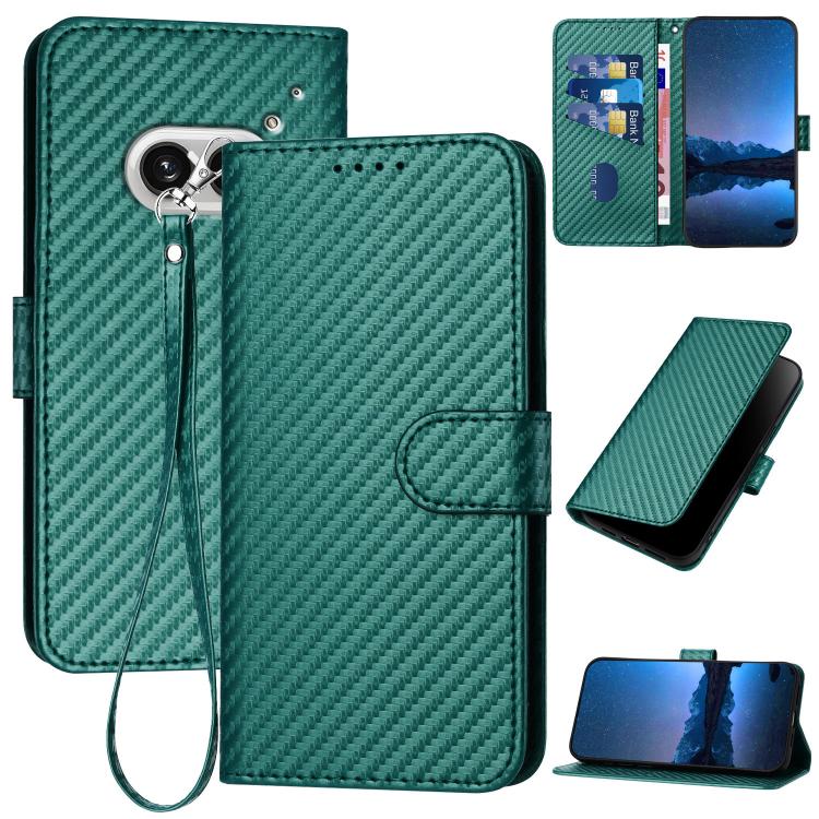 YX0070 Carbon Fiber Buckle Leather Phone Case with Lanyard, For Nothing Phone 4a Pro, For Nothing Phone 4a, For Nothing Phone 3a, For Nothing Phone 3a Pro, For Nothing Phone 2a, For Nothing Phone 2, For Nothing Phone 1
