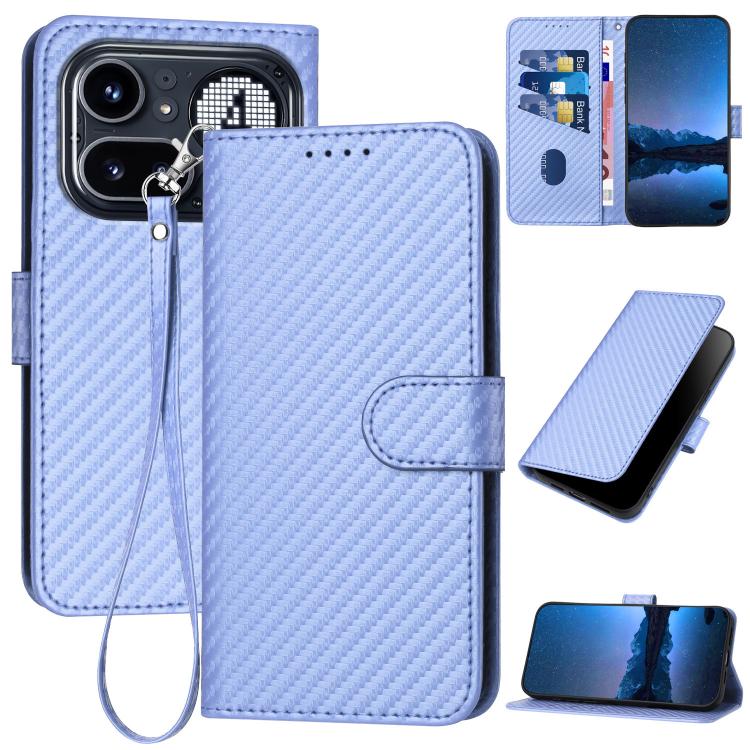YX0070 Carbon Fiber Buckle Leather Phone Case with Lanyard, For Nothing Phone 4a Pro, For Nothing Phone 4a, For Nothing Phone 3a, For Nothing Phone 3a Pro, For Nothing Phone 2a, For Nothing Phone 2, For Nothing Phone 1