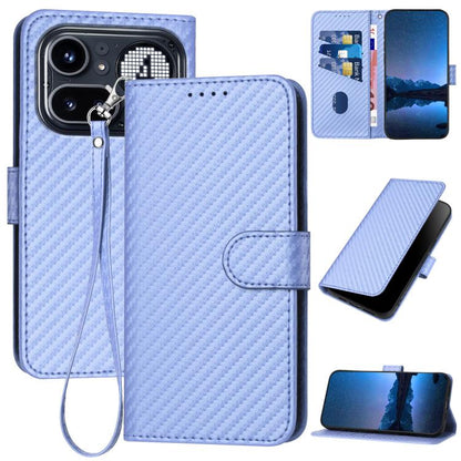 YX0070 Carbon Fiber Buckle Leather Phone Case with Lanyard, For Nothing Phone 4a Pro, For Nothing Phone 4a, For Nothing Phone 3a, For Nothing Phone 3a Pro, For Nothing Phone 2a, For Nothing Phone 2, For Nothing Phone 1