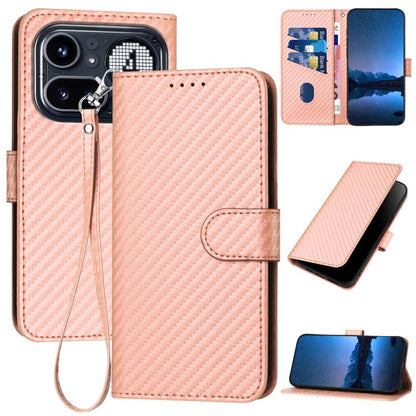 YX0070 Carbon Fiber Buckle Leather Phone Case with Lanyard, For Nothing Phone 4a Pro, For Nothing Phone 4a, For Nothing Phone 3a, For Nothing Phone 3a Pro, For Nothing Phone 2a, For Nothing Phone 2, For Nothing Phone 1