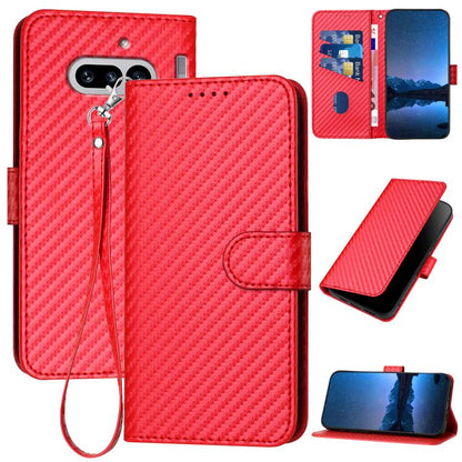 YX0070 Carbon Fiber Buckle Leather Phone Case with Lanyard, For Nothing Phone 4a Pro, For Nothing Phone 4a, For Nothing Phone 3a, For Nothing Phone 3a Pro, For Nothing Phone 2a, For Nothing Phone 2, For Nothing Phone 1