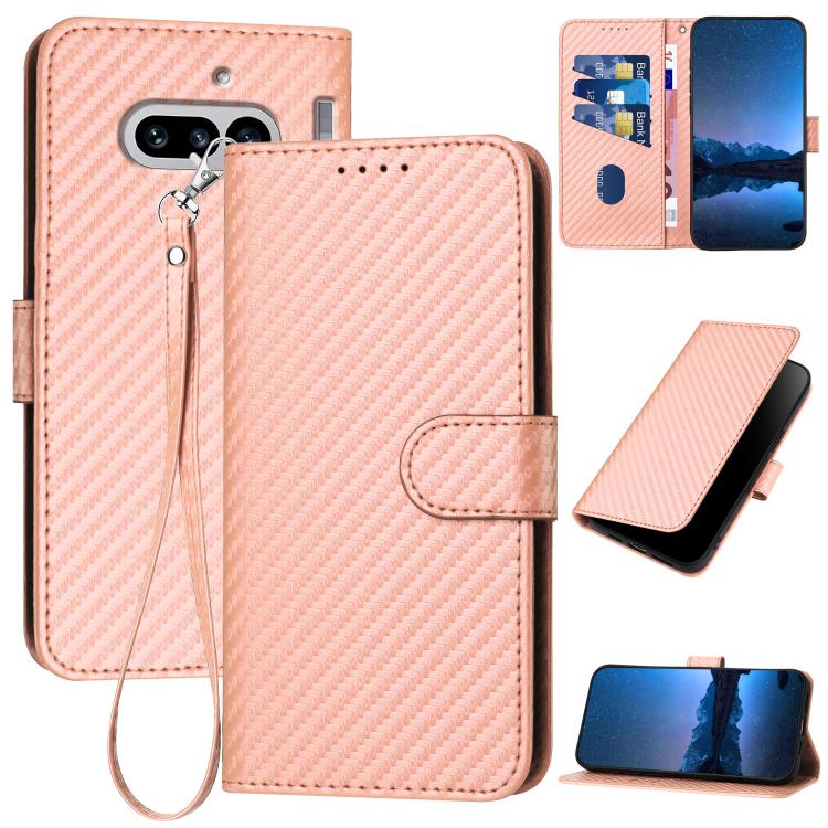 YX0070 Carbon Fiber Buckle Leather Phone Case with Lanyard, For Nothing Phone 4a Pro, For Nothing Phone 4a, For Nothing Phone 3a, For Nothing Phone 3a Pro, For Nothing Phone 2a, For Nothing Phone 2, For Nothing Phone 1