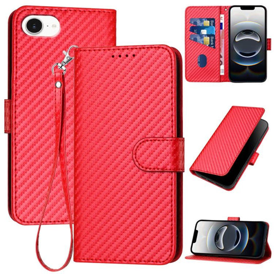 YX0070 Carbon Fiber Buckle Leather Phone Case with Lanyard, For iPhone 17e / 16e, For iPhone 17 Pro Max, For iPhone 17 Pro, For iPhone 17, For iPhone Air, For iPhone 16 Pro Max, For iPhone 16 Pro, For iPhone 16 Plus, For iPhone 16, For iPhone 15 Pro Ma...