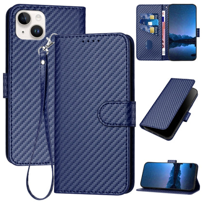 YX0070 Carbon Fiber Buckle Leather Phone Case with Lanyard
