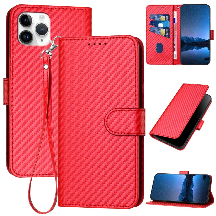 YX0070 Carbon Fiber Buckle Leather Phone Case with Lanyard, For iPhone 12 mini, For iPhone 11 Pro Max, For iPhone 11, For iPhone 11 Pro, For iPhone X / XS, For iPhone XR, For iPhone XS Max, For iPhone 8 Plus / 7 Plus