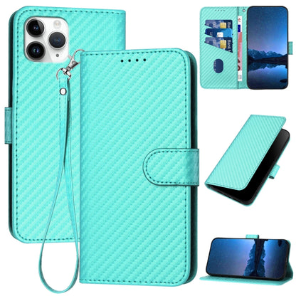 YX0070 Carbon Fiber Buckle Leather Phone Case with Lanyard, For iPhone 12 mini, For iPhone 11 Pro Max, For iPhone 11, For iPhone 11 Pro, For iPhone X / XS, For iPhone XR, For iPhone XS Max, For iPhone 8 Plus / 7 Plus