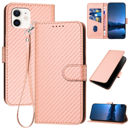 YX0070 Carbon Fiber Buckle Leather Phone Case with Lanyard, For iPhone 12 mini, For iPhone 11 Pro Max, For iPhone 11, For iPhone 11 Pro, For iPhone X / XS, For iPhone XR, For iPhone XS Max, For iPhone 8 Plus / 7 Plus