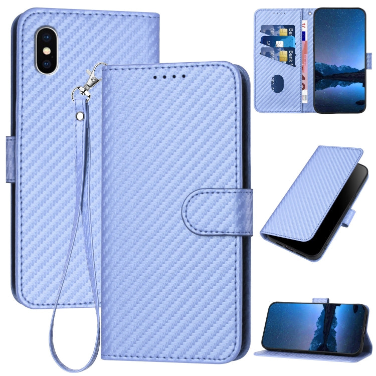YX0070 Carbon Fiber Buckle Leather Phone Case with Lanyard, For iPhone 12 mini, For iPhone 11 Pro Max, For iPhone 11, For iPhone 11 Pro, For iPhone X / XS, For iPhone XR, For iPhone XS Max, For iPhone 8 Plus / 7 Plus