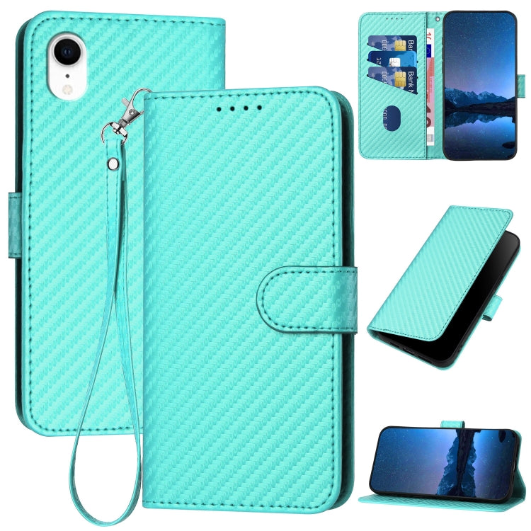 YX0070 Carbon Fiber Buckle Leather Phone Case with Lanyard, For iPhone 12 mini, For iPhone 11 Pro Max, For iPhone 11, For iPhone 11 Pro, For iPhone X / XS, For iPhone XR, For iPhone XS Max, For iPhone 8 Plus / 7 Plus