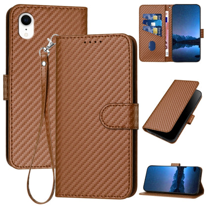 YX0070 Carbon Fiber Buckle Leather Phone Case with Lanyard, For iPhone 12 mini, For iPhone 11 Pro Max, For iPhone 11, For iPhone 11 Pro, For iPhone X / XS, For iPhone XR, For iPhone XS Max, For iPhone 8 Plus / 7 Plus